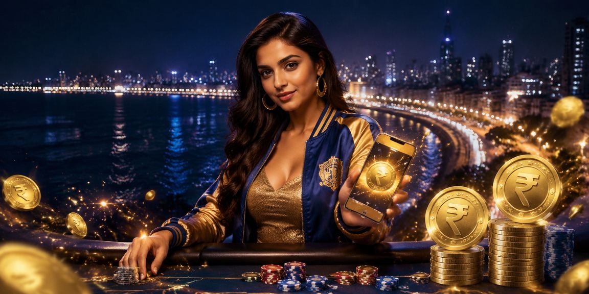 Mumbai Marine Drive with cricket and betting theme